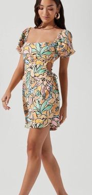 Talula Tropical Print Puff Sleeve Mini Dress