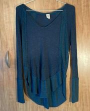 FREE People Blue V Neck Long Sleeve Sweater