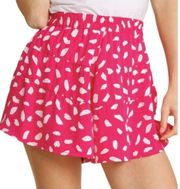 Umgee NWT Hot Pink Barbiecore Dalmatian Print Flounce Pull On Shorts Size S