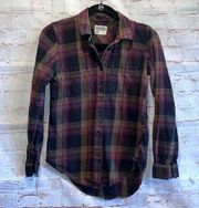 Vans Shirt Womens XS Meridian Flannel Shirt Purple Black Plaid Button Front