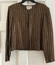 ADRIANNA PAPELL EVENING BEADED DRESSY EMBELLISHED BROWN JACKET XL