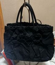 Prada Black Tessuto Nylon Origami Pleated Tote Bag
