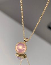 18K Gold Plated Pink Opal Pendant Necklace for Women