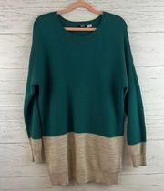 BDG Teal and Cream Colorblock Sweater Size M