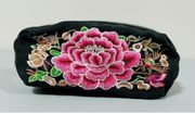 Black  Flower Floral Boho Bohemian Zipper Pencil Case Pouch Cosmetics Makeup Travel Clutch Bag 🪷✨