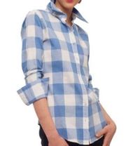 Norma Kamali Womens Size XS Checkered Button Down Shirt Cotton Blue White Top