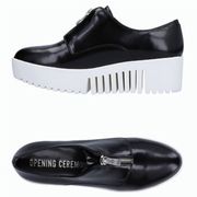 Opening Ceremony 38 Grunge Black Leather Zip Front Loafers Oxford Platform Shoes