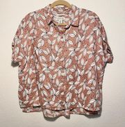 Linen Leaf Pattern Button Up Shirt