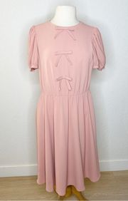 Gal Meets Glam Ellie Crepe Puff Sleeve Dress in Pink | 8