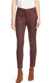 NWT Frame Le High Skinny High Rise Coated Jeans in Bordeaux-size 25