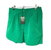 NWT Sincerely Jules Chino Shorts LARGE Green High Waist Pleated Front Summer