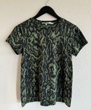 Pam & Gela Short Sleeve T-Shirt in Green and Black Ocelot Leopard Print P (XS)