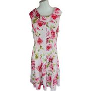 Studio One Womens 18 Sleeveless Floral Pink Roses Lace A-Line Dress Knee Length