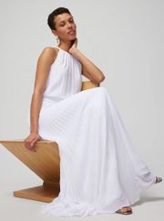 NWT White House Black Market Braided Halter Maxi Dress In White Size 6