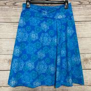 Tranquility A-Line Skirt Medallion  Casual Pull-On Blue White Size Medium