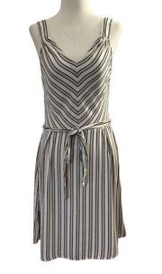 A New Day Women's Small Sundress Fit & Flare Striped w/ Belt Multicolor #11..