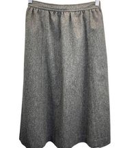 Evan Picone Wool Blend Midi Skirt Gray Vintage 70s A Line Modest Neutral Size 8