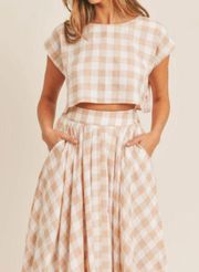 Gingham Plaid Crop Top & Midi Skirt 