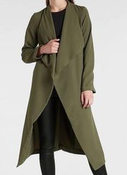 Belted Soft Trench Coat Express Flyaway jacket XSma olive green no belt cardigan