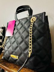 Betsey Johnson  XO SUNNY 2 Black Quilted Tote With Credit Card Wallet​