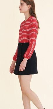 Red And White Striped Button Back Blouse