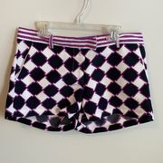 Julie Brown Geometric Patterned Silk Shorts