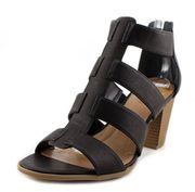 Janinaa Black Faux Leather Sandals