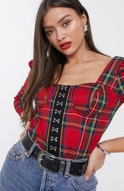 Plaided Corset Top