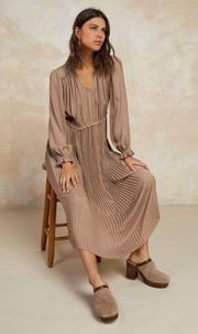 Anthropologie STRIPED PLEATED MAXI DRESS Size L