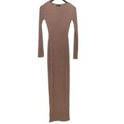 Naked Wardrobe Tan Nude Long Sleeve Body-con Stretch Dress Size M