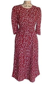 Hayden Los Angeles Polka Dot Red White Midi Length Dress Sz Small NWT