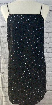 Black w/ Multi Color Polka Dots Sleeveless Dress Women's 6 EUC