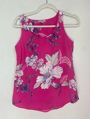 Dalia Collection Hot Pink Floral Flowy Sleeveless Top