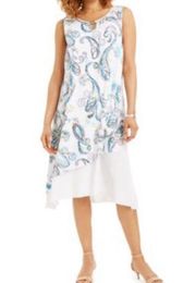 JM COLLECTION paisley print asymmetrical layered tank flowy dress NEW Size M