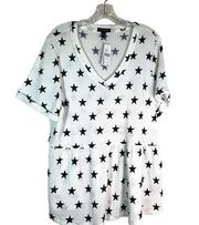 LANE BRYANT "Swing" White w/Black Stars Top in a "waffle pattern" Sz 14-16 NWT