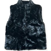 Investments Women Black Faux Fur Vest Size Large EUC