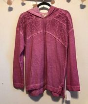 STYLE & Co sweatshirt hooded pullover NWT pink lace size M