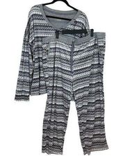 Women's 2 Piece Sleep Set XXL Fleece Pants V-Neck Long Sleeve Top