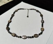 Signed CHAPS Silver Tone Shell Bead Beaded Necklace