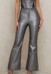 House of CB Silver Metallic Flare Pants