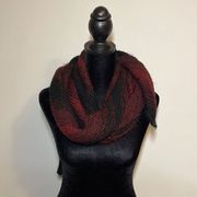 Calvin Klein Knit Scarf. Black/Burgundy