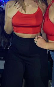 Red Open Back Crop Top