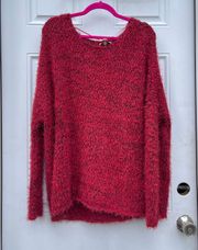 BNWT Wunderly red + black puffy fuzzy crewneck sweater❤️🖤