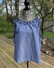 Old Navy Sleeveless Blouse Top Women's Size XXL Blue Chambray Denim Cotton