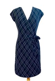 NEW Ann Taylor Black Green Plaid Career Lined Faux Wrap Office Dress Size 2 XS