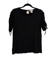 Carmen Carmen Marc Valvo Black Draw String Sleeve Tee Size Large