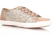 KURT GEIGER CARVELA GLITTER BEIGE SPARKLY TRAINERS