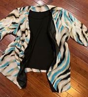 Signature by Larry Levine Black mocha and aqua wrap and tank combo top size 2X