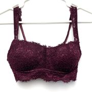 Aerie Lace Padded maroon Bralette SZ Small