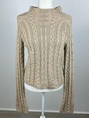 Old Navy Tan Cable Knit Turtleneck Sweater Size M